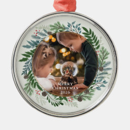 kerstfoto metalen ornament