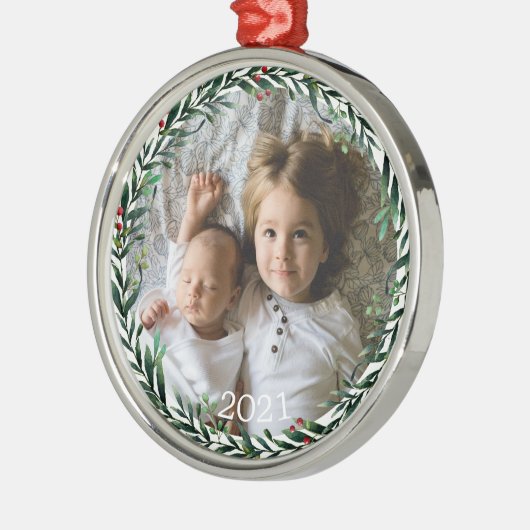 kerstfoto metalen ornament (Links)