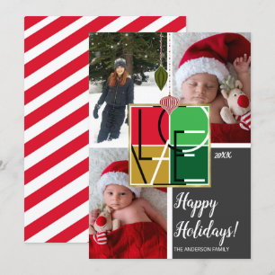 Kerstfoto minimaal 3 foto's Holiday LOVE Kaart