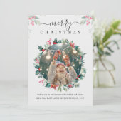 Kerstfoto Modern Mistletoe Red Berries (Staand voorkant)