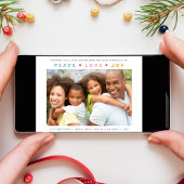 kerstfoto Modern Peace Love Joy Feestdagenkaart