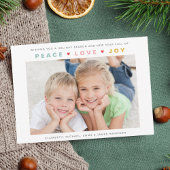kerstfoto Modern Peace Love Joy Feestdagenkaart