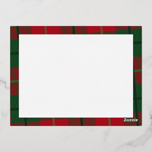 Kerstfoto - Modern rood groen geruite - goud Folie Feestdagen Briefkaart (Achterkant)