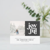 Kerstfoto moderne jogge typografie zwart feestdagenkaart (Staand voorkant)