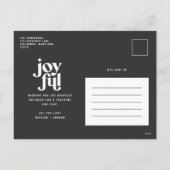 Kerstfoto moderne jogge typografie zwart feestdagenkaart (Achterkant)