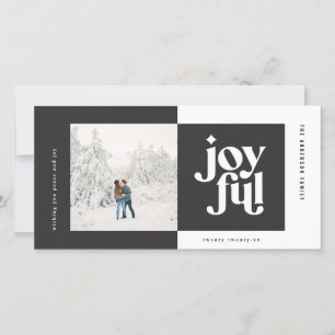 Kerstfoto moderne vrolijke typografie zwart feestdagenkaart