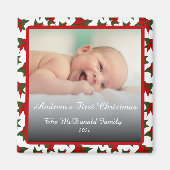 Kerstfoto naam eerste kerst magneet (Voorkant)