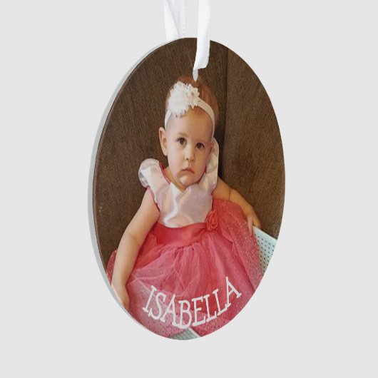 Kerstfoto, naam en jaarnaam ornament (voorkant)