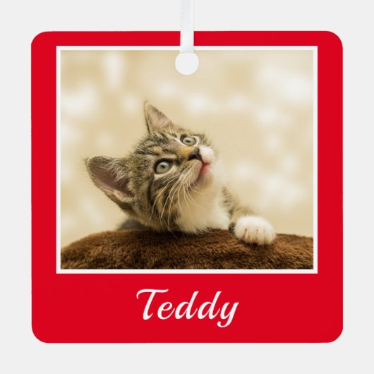 kerstfoto Naam Metalen Ornament (Voorkant)