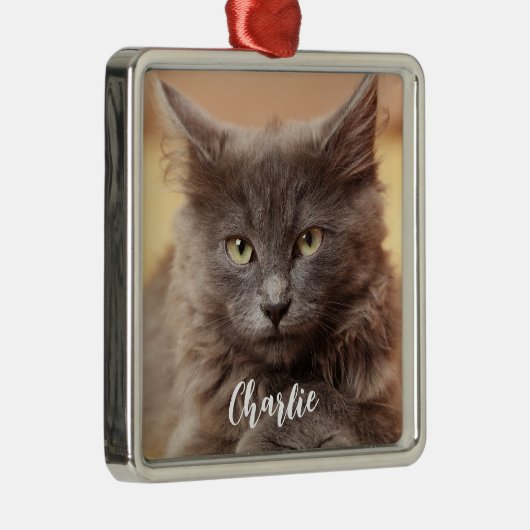 kerstfoto Naam Metalen Ornament (Rechts)