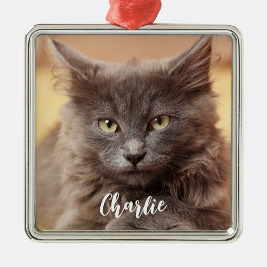 kerstfoto Naam Metalen Ornament (Voorkant)