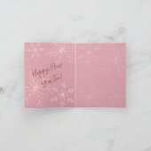 Kerstfoto naam Pink Snowflake Elegant Script Feestdagen Kaart (Binnen)