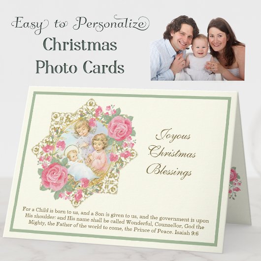 Kerstfoto Nativiteit Jezus engelen Holi Feestdagen Kaart