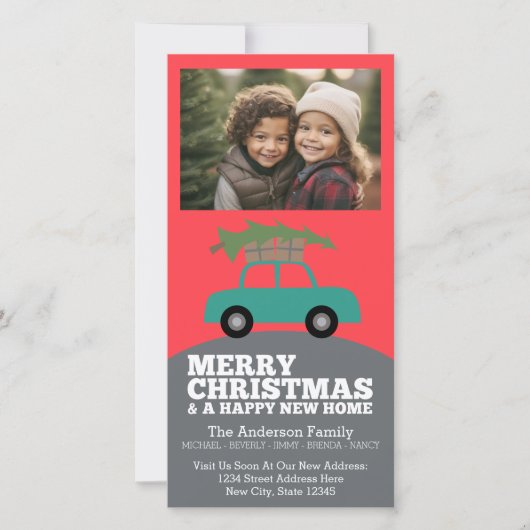Kerstfoto - Nieuw huisadres verhuizen Feestdagenkaart (Voorkant)