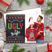 Kerstfoto Nordic Ugly Sweater Fun Chalkboard Feestdagenkaart