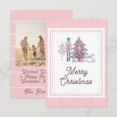 Kerstfoto Notenkraker roze dankkaart Bedankkaart (Voorkant / Achterkant)