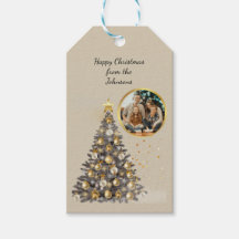 Kerstfoto op maatgemaakte cadeautags