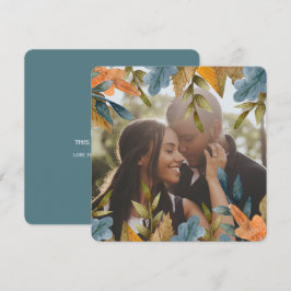 kerstfoto Oranje blauw blad Feestdagenkaart