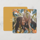 kerstfoto Oranje blauw blad Feestdagenkaart (Voorkant / Achterkant)