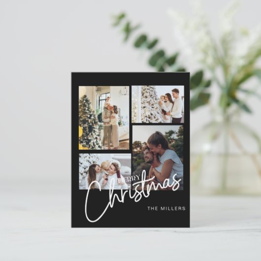 Kerstfoto Ornament, Fotocollage Kerst Briefkaart (Staand voorkant)