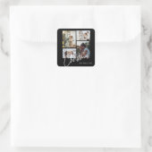 Kerstfoto Ornament, Fotocollage Kerst Vierkante Sticker (Tas)