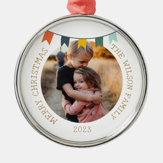 Kerstfoto Ornament | Gepersonaliseerde vakantie (Voorkant)