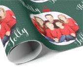 Kerstfoto Ornament + Tekst groen Cadeaupapier (Rol Hoek)
