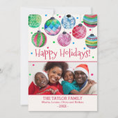 kerstfoto Ornamenten Feestdagenkaart (Voorkant)