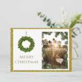 kerstfoto Persoonlijke naam Afbeelding legant Feestdagenkaart (Staand voorkant)