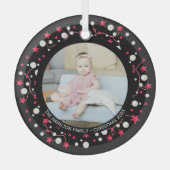 kerstfoto - Pink Wreatfoto Glas Ornament (Voorkant)