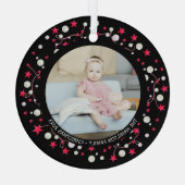 kerstfoto - Pink Wreatfoto Glas Ornament (Achterkant)