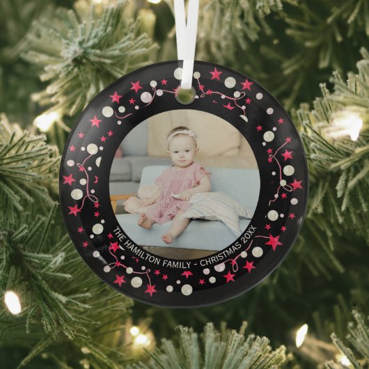 kerstfoto - Pink Wreatfoto Glas Ornament (Insitu)