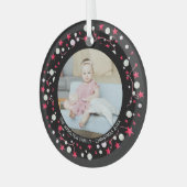 kerstfoto - Pink Wreatfoto Glas Ornament (Voorkant links)