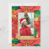 kerstfoto Poinsettia Feestdagenkaart (Voorkant)