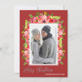 kerstfoto Poinsettia Feestdagenkaart (Voorkant)