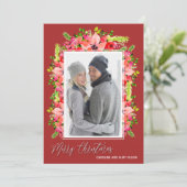 kerstfoto Poinsettia Feestdagenkaart (Staand voorkant)