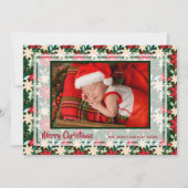 kerstfoto Poinsettia Flowers Feestdagenkaart (Voorkant)