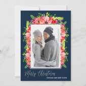 Kerstfoto Poinsettias Feestdagenkaart (Voorkant)