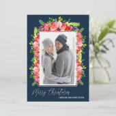 Kerstfoto Poinsettias Feestdagenkaart (Staand voorkant)