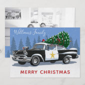 kerstfoto politieauto's Monogram foto Feestdagenkaart (Voorkant / Achterkant)