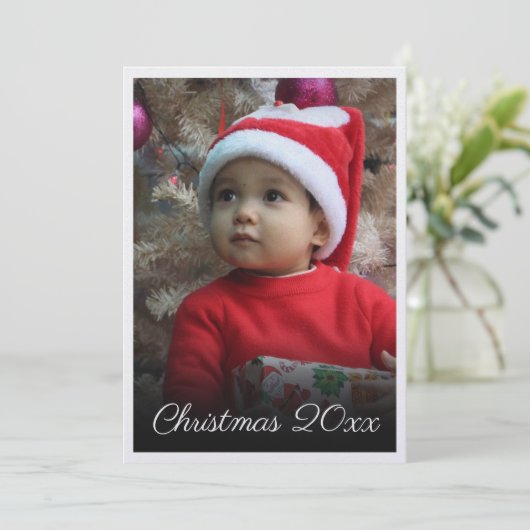 Kerstfoto Portret Elegant Traditioneel Feestdagenkaart (Staand voorkant)