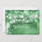 Kerstfoto-rand Silver en Green Bokeh Feestdagenkaart (Achterkant)