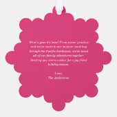 Kerstfoto Red Pink Stripes Vakantie Ornament Kaart (Achterkant)