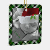 kerstfoto: Red Truck Green Pset Keramisch Ornament (Rechts)