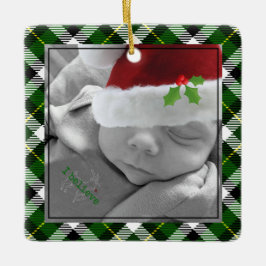 kerstfoto: Red Truck Green Pset Keramisch Ornament