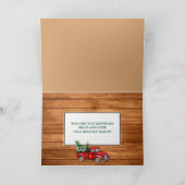 kerstfoto Red Truck Rustic Wood vouwd Feestdagen Kaart (Binnen)