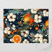 Kerstfoto  retro bloemenfoto folie feestdagen briefkaart (Achterkant)