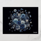 Kerstfoto  retro bloemenfoto folie feestdagen briefkaart (Achterkant)