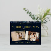 Kerstfoto  retro bloemenfoto folie feestdagen briefkaart (Staand Voorkant)