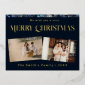 Kerstfoto  retro bloemenfoto folie feestdagen briefkaart (Voorkant)